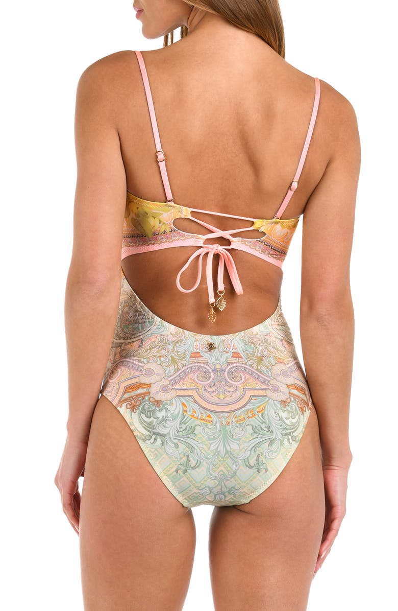 Sunshine 79 Dreamland Bandeau One-Piece Swimsuit, Alternate, color, Beige Multi