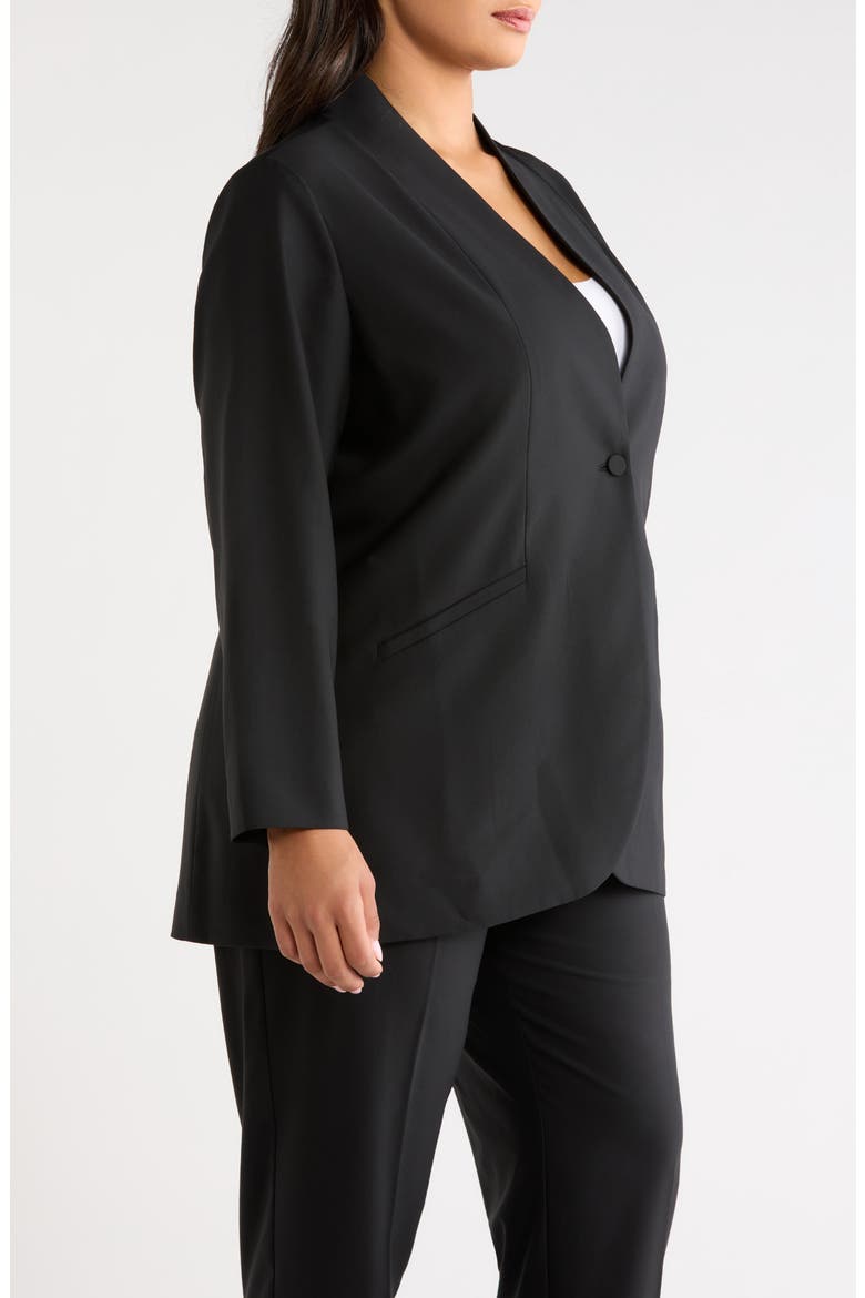 Stand Collar Wool Blazer, Alternate, color, BLACK