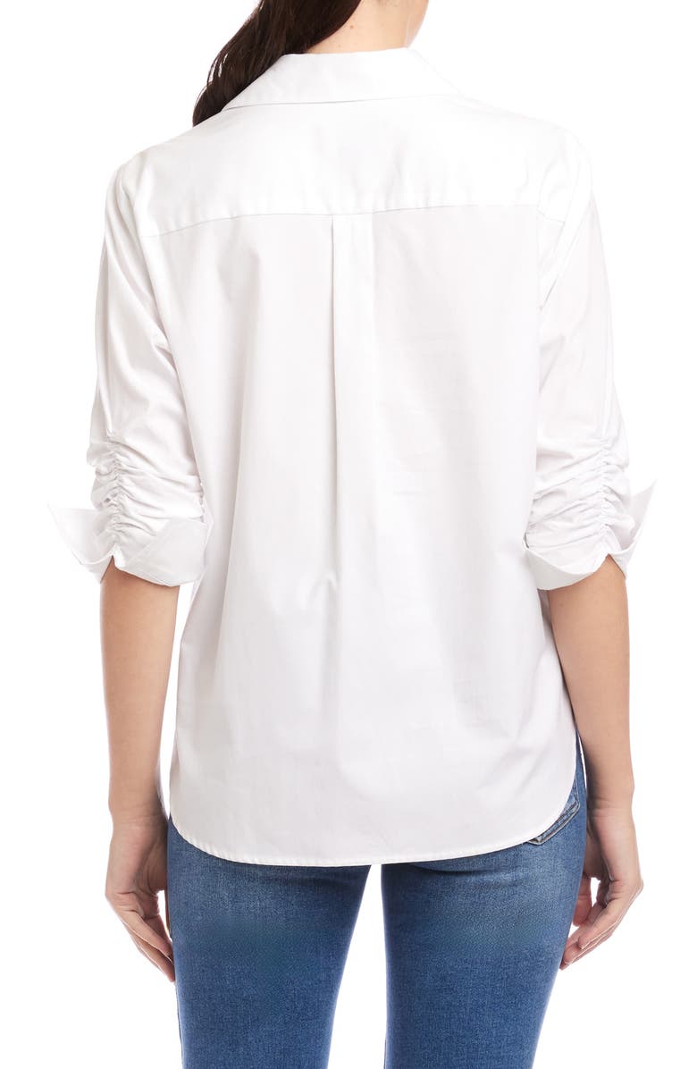 Karen Kane Ruched Sleeve Shirt, Alternate, color, White