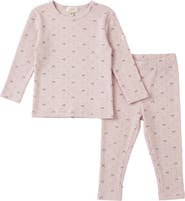 LUX Regular Bow Ribbed Top and Elastic Waist Pants Two Piece Set