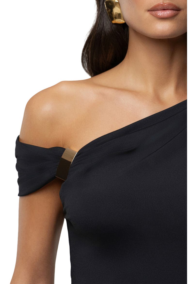 Nightscape One-Shoulder Body-Con Minidress, Alternate, color, BLACK