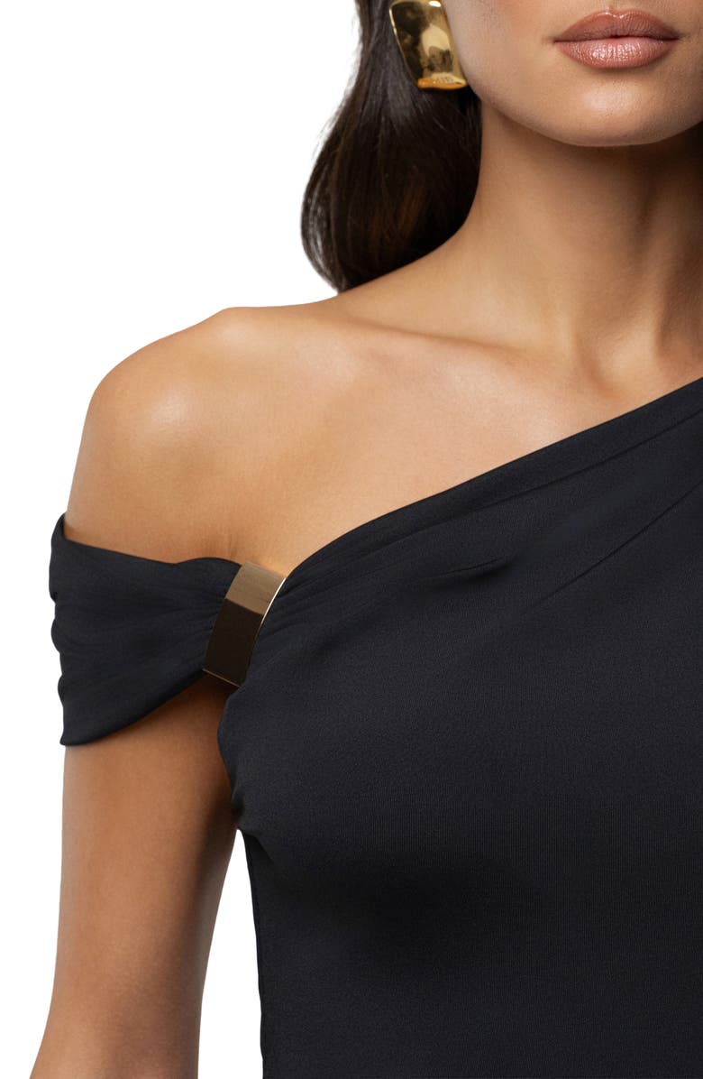 JLUXLABEL Nightscape One-Shoulder Body-Con Minidress, Alternate, color, Black