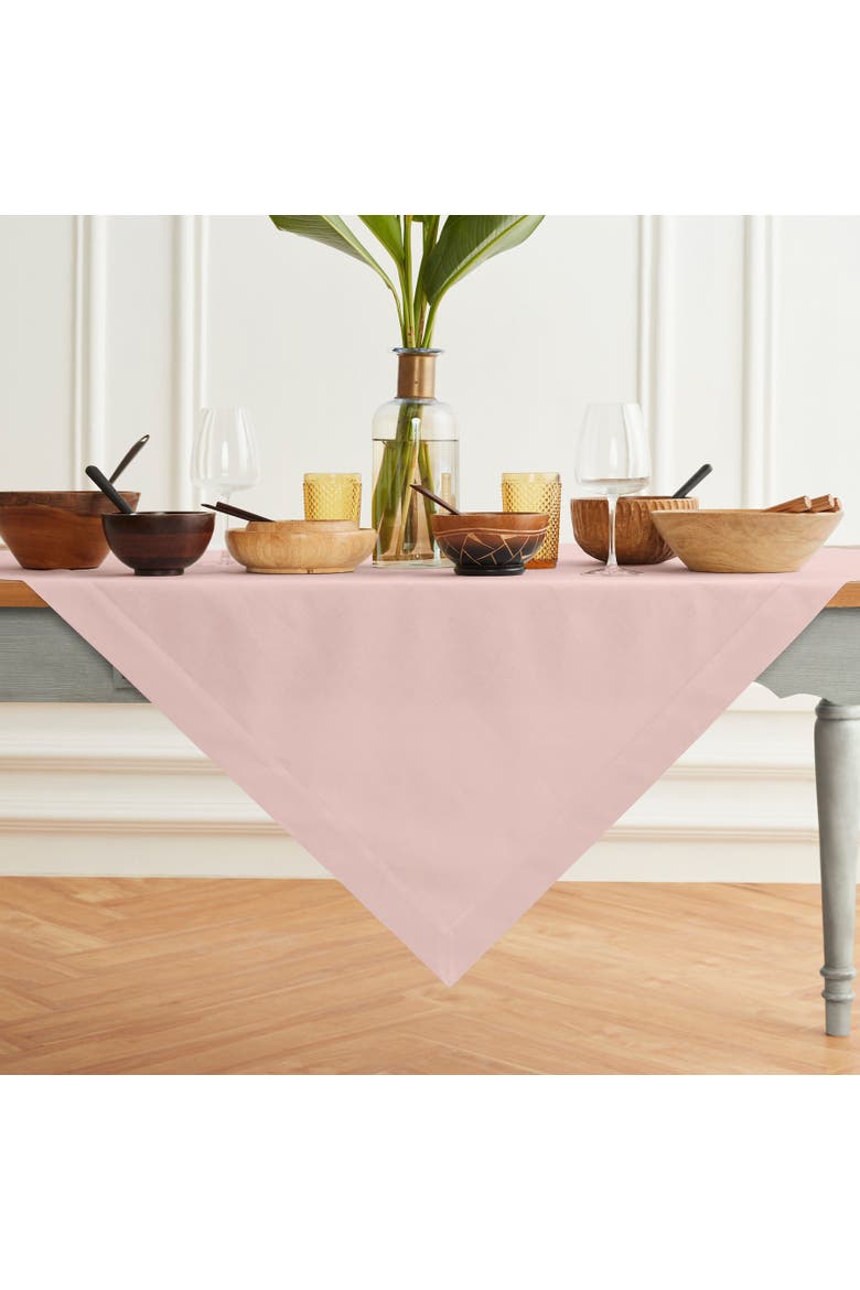 Cotton Linen Plain Table Throw 52 x 52 Inch - Dru, Main, color, Pink