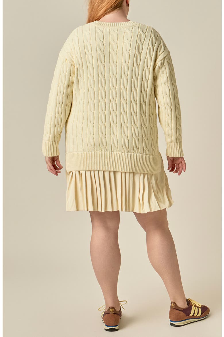 Mixed Media Pleated Minidress, Alternate, color, CREAM