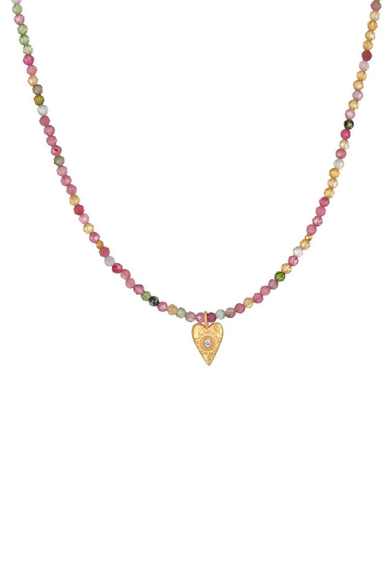 Aligned with Love Pink Tourmaline Heart Choker Necklace, Main, color, Pink