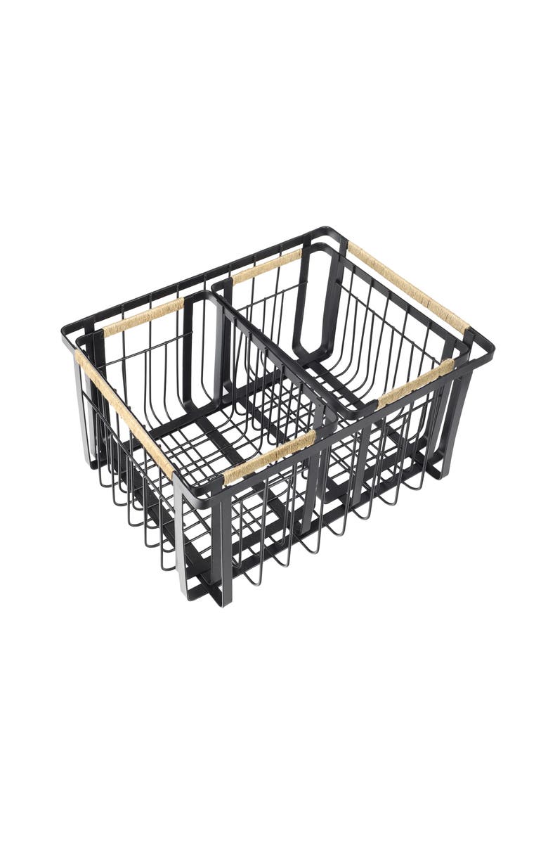 HAPPIMESS Henley Vintage Farmhouse Handmade Wire Metal Nesting Storage Baskets with Jute Wrapped Handles, Alternate, color, Black