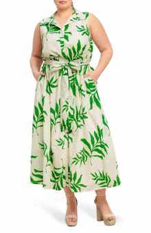FLYING TOMATO Tie Waist Shirtdress