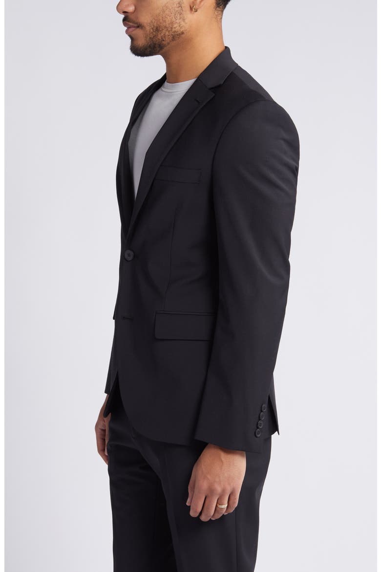 Solid Slim Fit Wool Blend Sport Coat, Alternate, color, BLACK