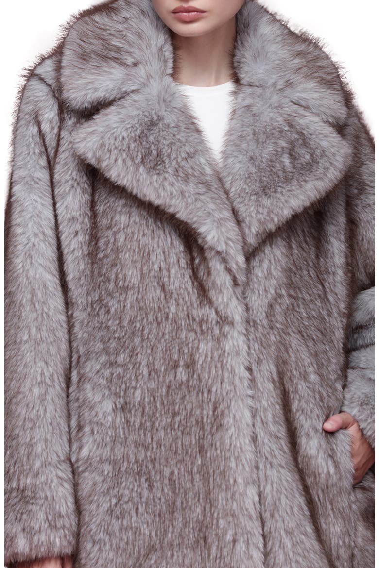 Faux Fur Longline Coat, Alternate, color, SKY