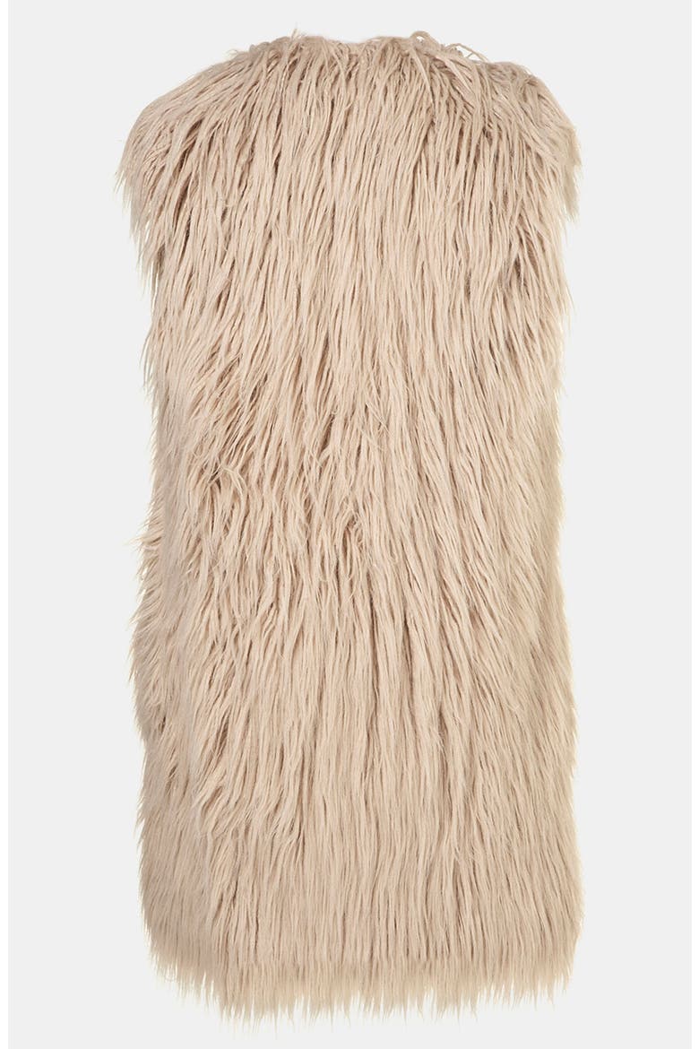 Faux Goat Fur Vest, Alternate, color, TAUPE/ BEIGE