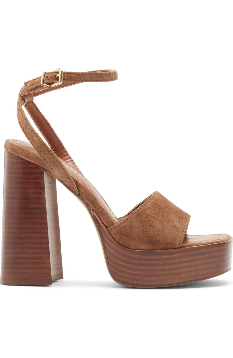 Steve Madden Floria Platform Ankle Strap Sandal, Alternate, color, Chestnut Suede