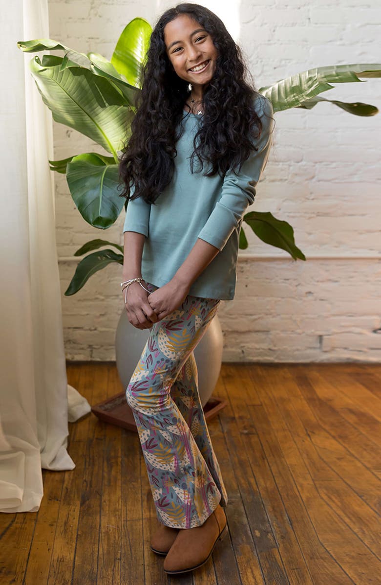 Mightly Organic Cotton Solid Flare Leggings, Alternate, color, Whimsy