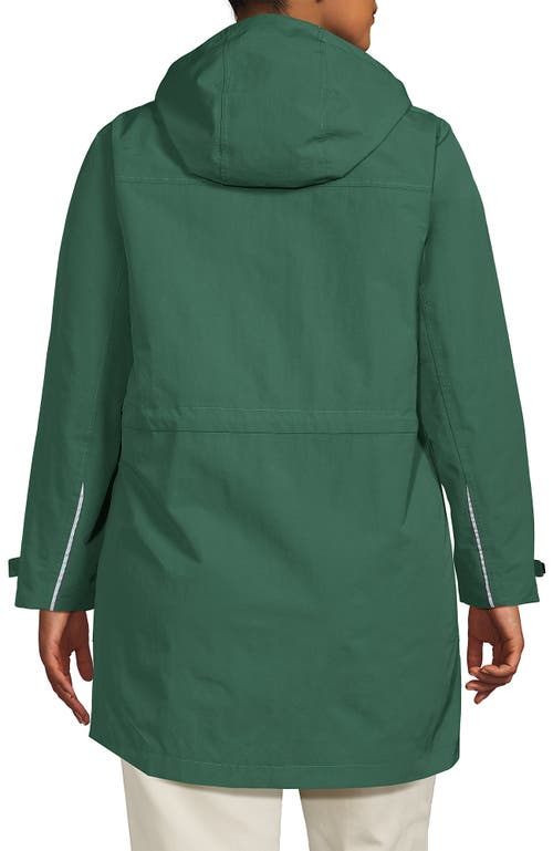 Shop Lands' End Squall Hooded Waterproof Raincoat In Washed Evergreen
