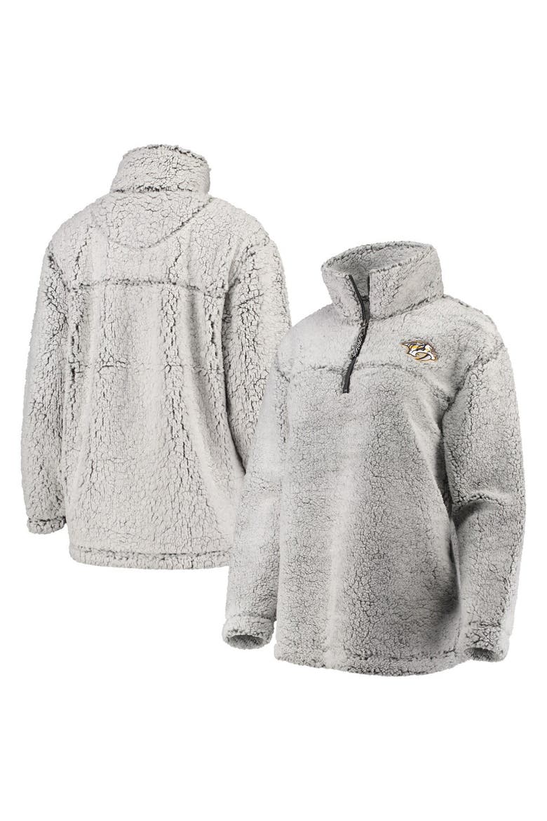 Women's G-III 4Her by Carl Banks Gray Nashville Predators Sherpa Quarter-Zip Pullover Jacket, Main, color, Gray