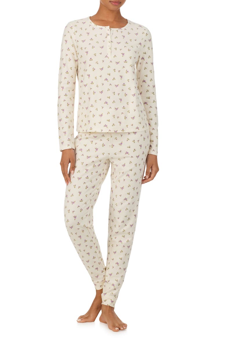 Henley Cotton Pointelle Pajamas, Main, color, ROSBUD PRINT