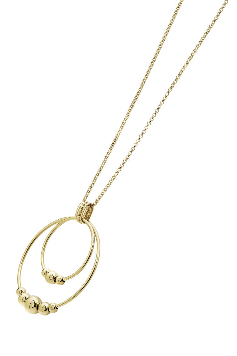 Caviar Gold Double Circle Pendant Necklace, Alternate, color, GOLD