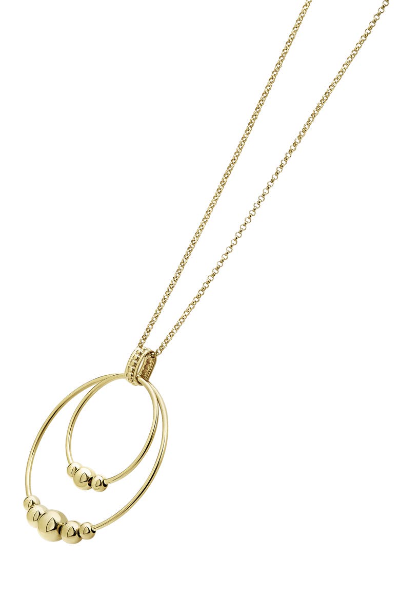 LAGOS Caviar Gold Double Circle Pendant Necklace, Alternate, color, 