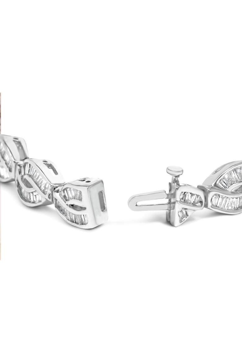 14K White Gold 2.00 Cttw Channel Set Baguette Diamond Vintage Style Link Bracelet, Alternate, color, White