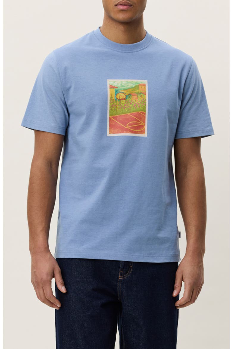 Court Organic Cotton Graphic T-Shirt, Main, color, FADED DENIM BLUE