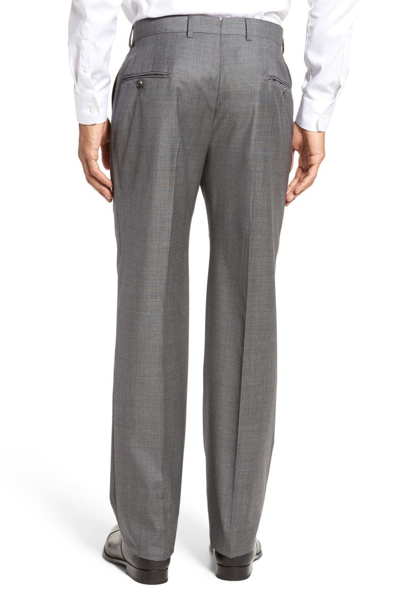 Tasmanian Grey Sharkskin Flat Front Wool Suit Separates Trousers, Alternate, color, MED. GREY