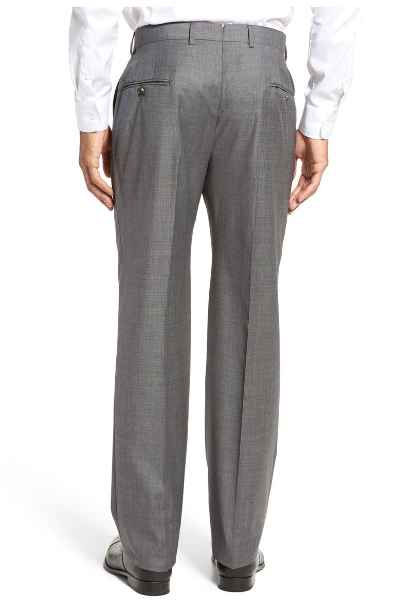 Hickey Freeman Tasmanian Grey Sharkskin Flat Front Wool Suit Separates Trousers, Alternate, color,