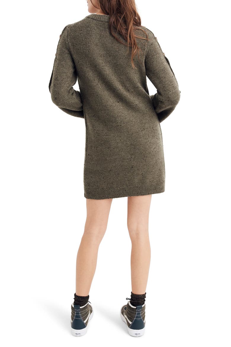 Donegal Button-Sleeve Sweater Dress, Alternate, color, DONEGAL FOREST