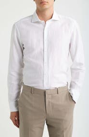 1863 by Eterna Slim Fit Cotton & Linen Dress Shirt