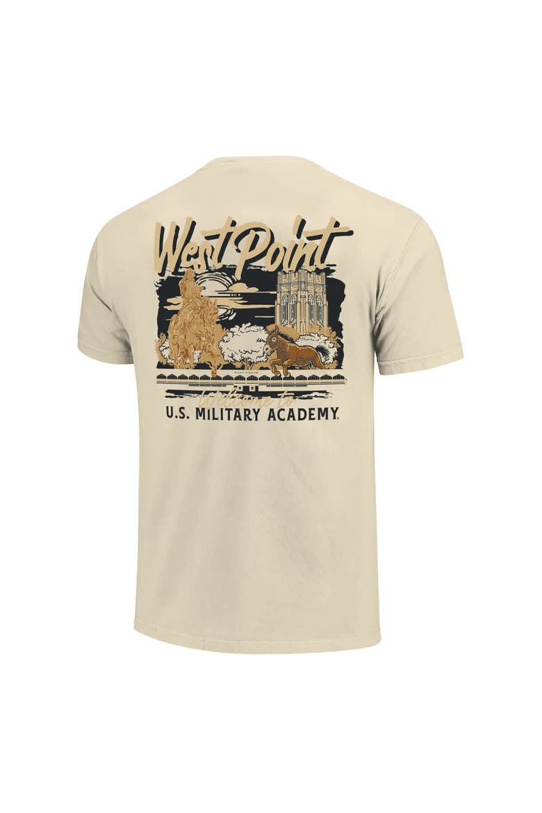 Men's Image One  Natural Army Black Knights Comfort Colors Hand-Drawn Campus Stack T-Shirt, Alternate, color, Natural