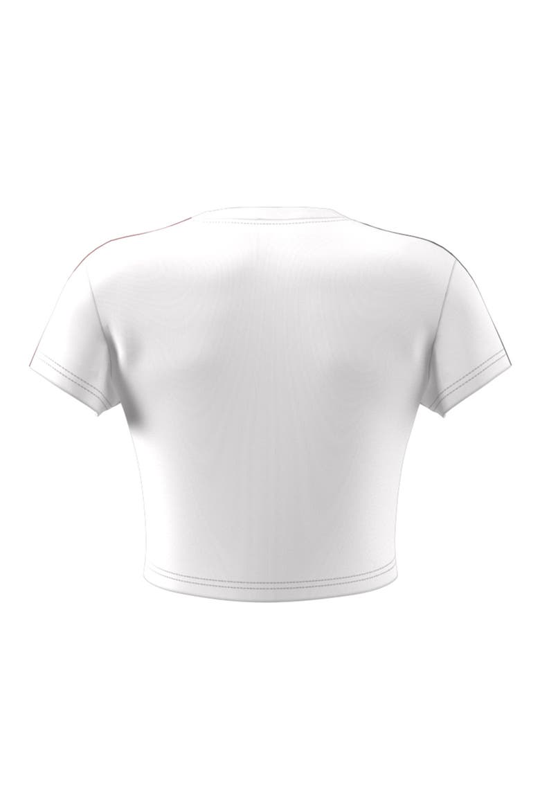 Flower Crop 3-Stripes T-Shirt, Alternate, color, CHALK WHITE