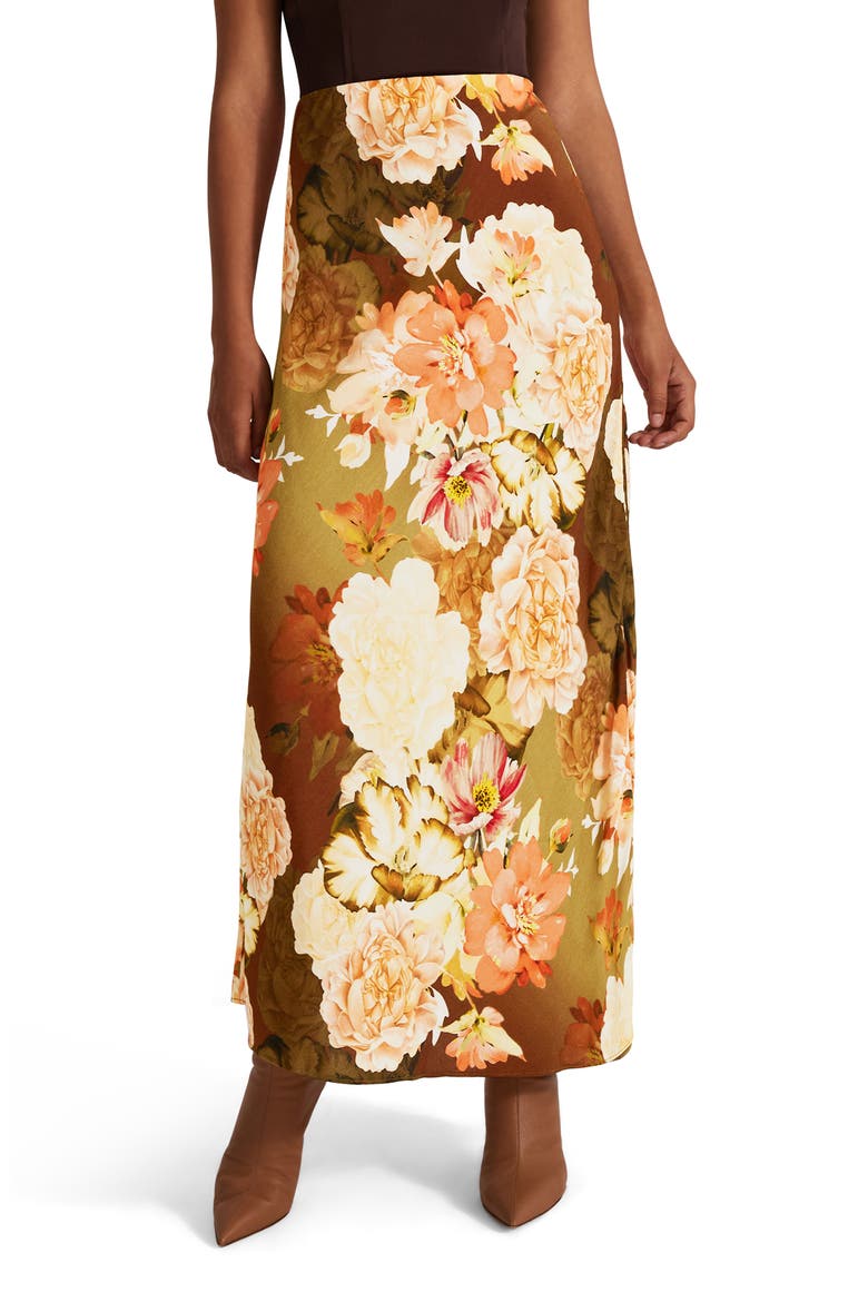 The Gwen Floral Print Maxi Skirt, Main, color, SIENNA
