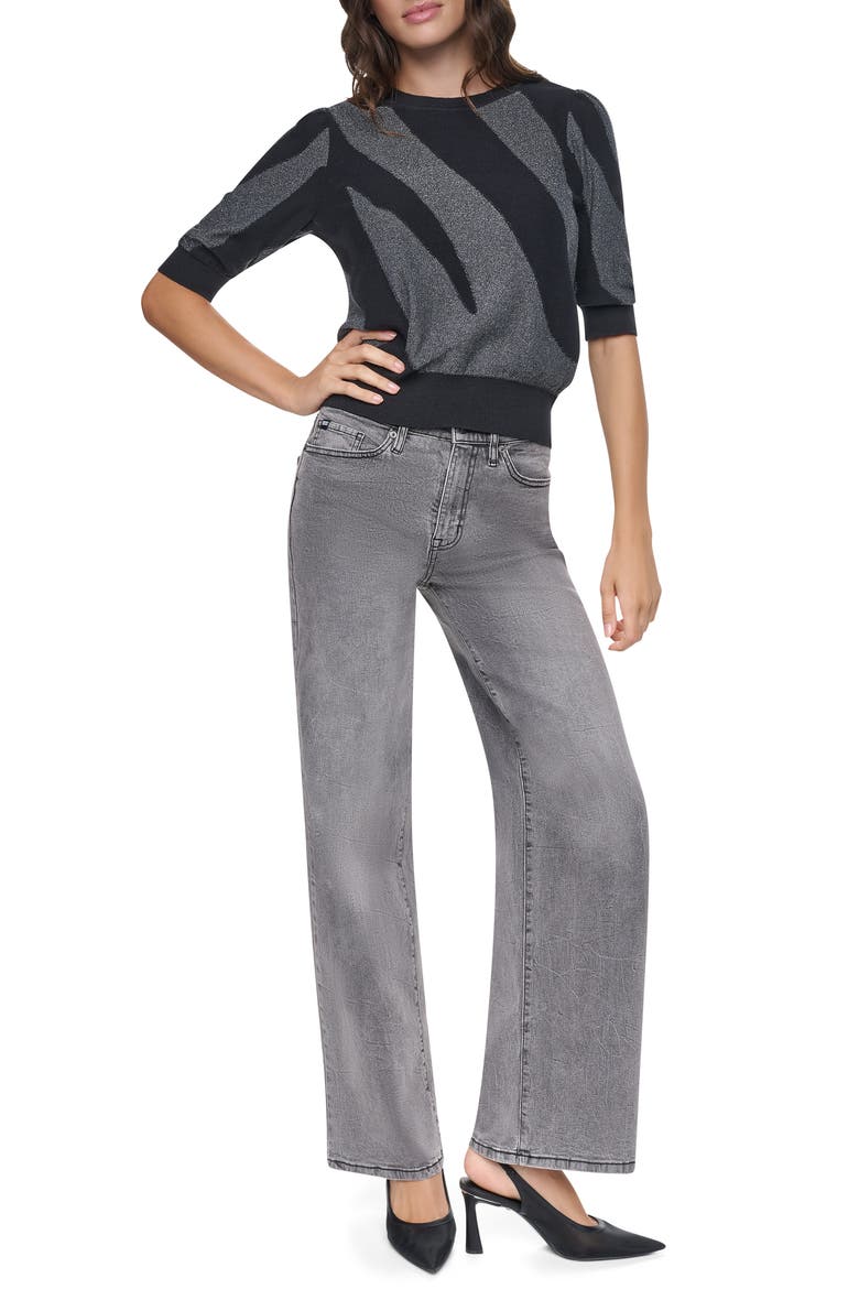 Metallic Colorblock Sweater, Alternate, color, BLK/ ASPHAL