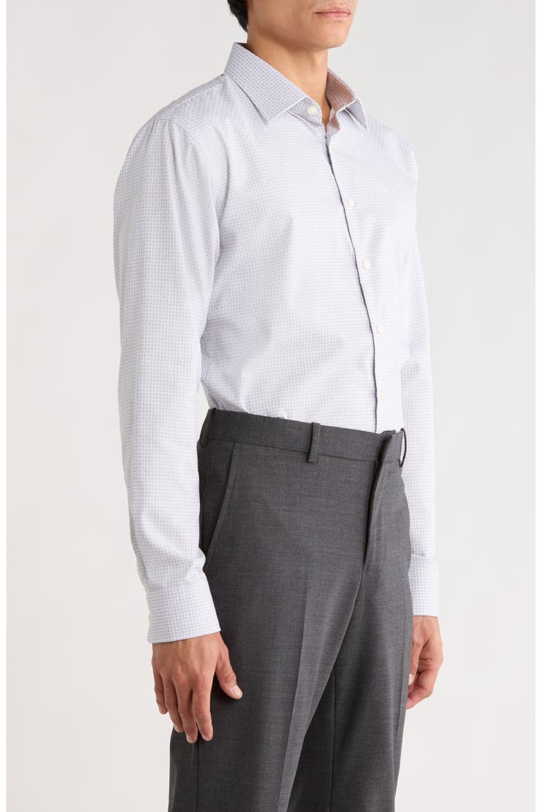 Trim Fit Jocko Check Premium Non Iron Cotton Dress Shirt, Alternate, color, GREY JOCKO PAT