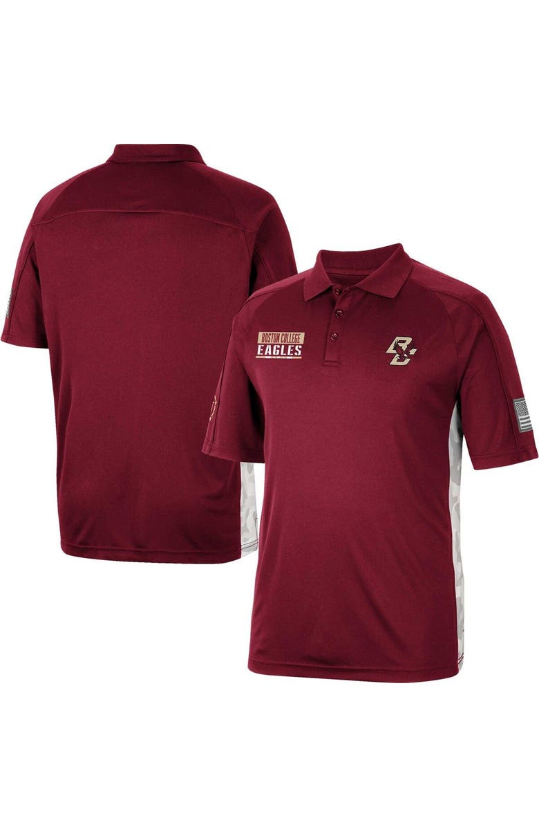 COLOSSEUM Men's Colosseum Maroon Boston College Eagles OHT Military Appreciation Snow Camo Polo, Main, color, 