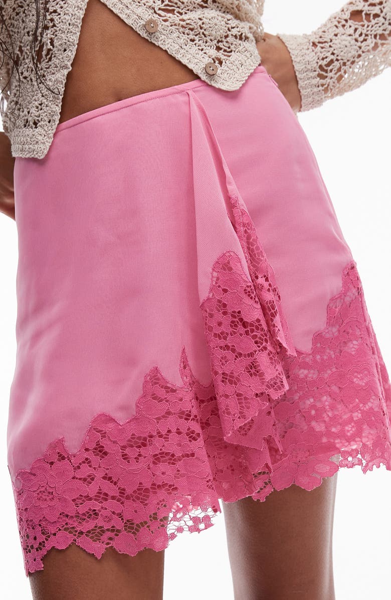 Topshop Asymmetric Lace Miniskirt, Alternate, color, 