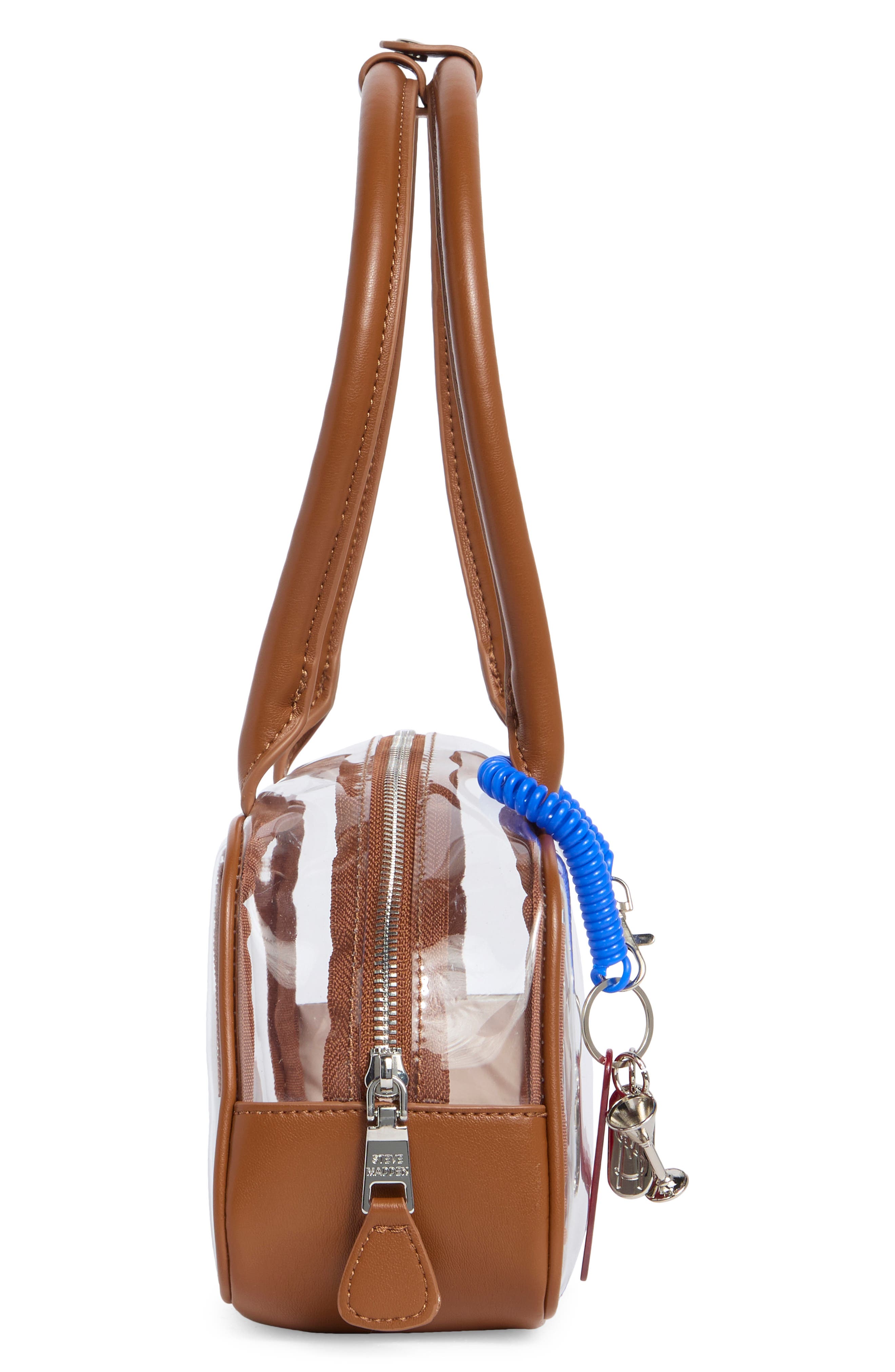 Goldee Clear Shoulder Bag with Fish Pouch, Alternate, color, COGNAC