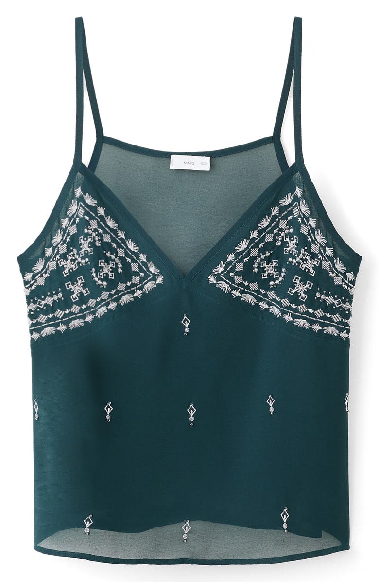 MANGO TEEN Beaded Embroidered Top, Main, color, Green