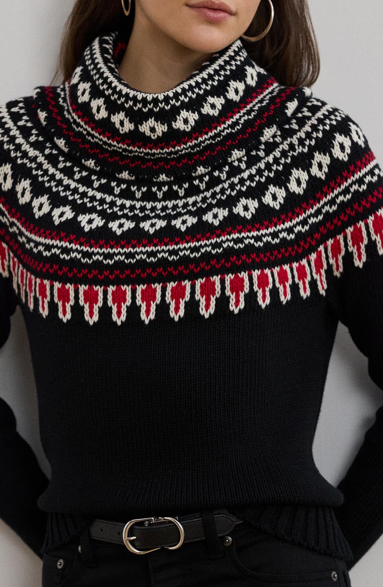 Lauren Ralph Lauren Fair Isle Cotton Turtleneck Sweater, Alternate, color,