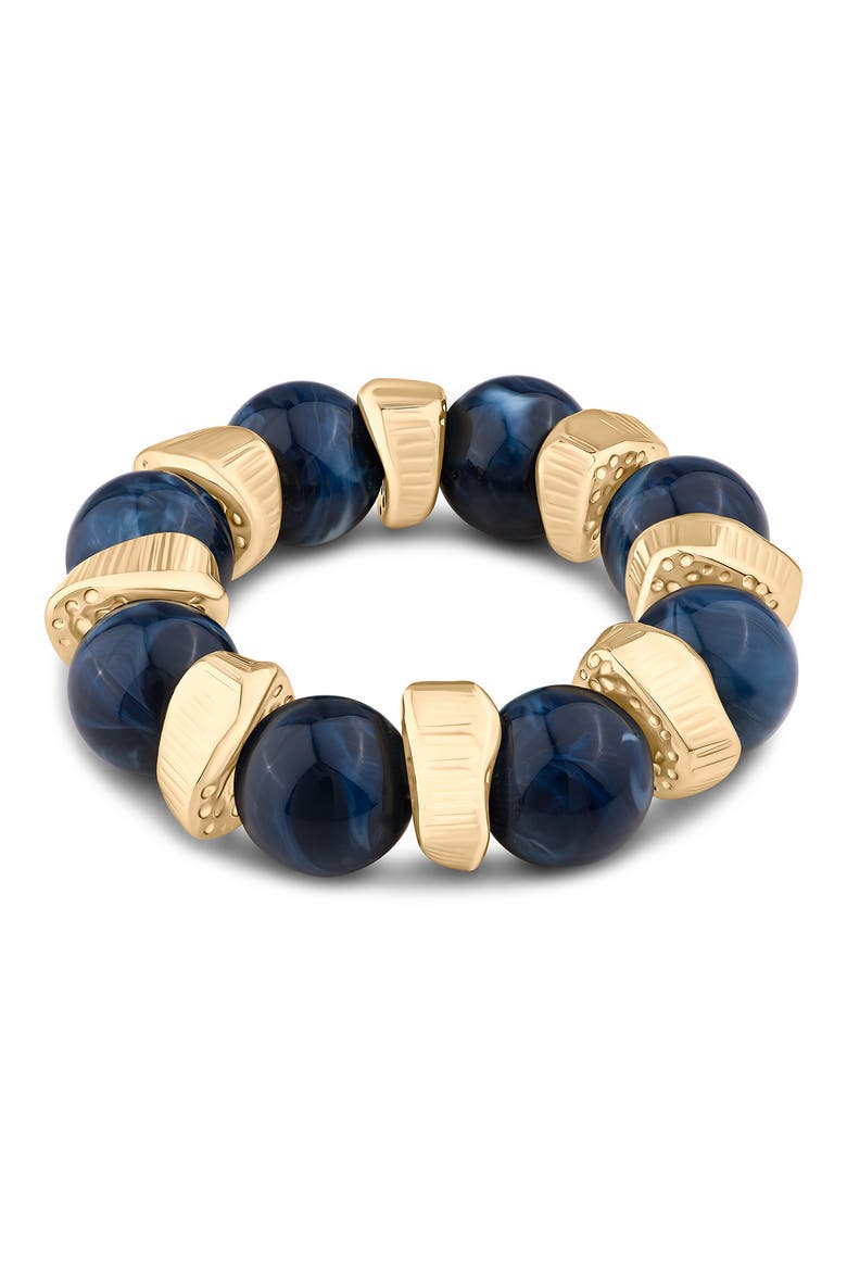 Acrylic Beaded Stretch Bracelet (Nordstrom Exclusive), Main, color, BLUE/ GOLD