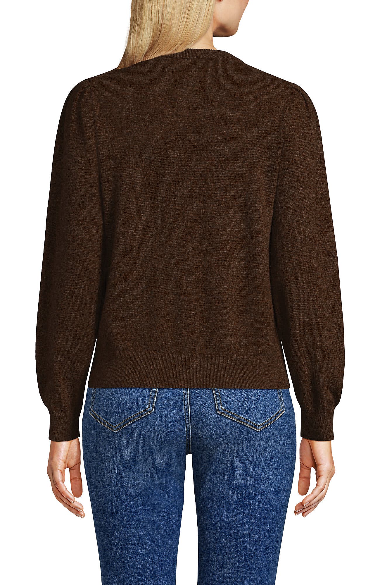 Cashmere Puff Sleeve Crew Neck Sweater - image 2