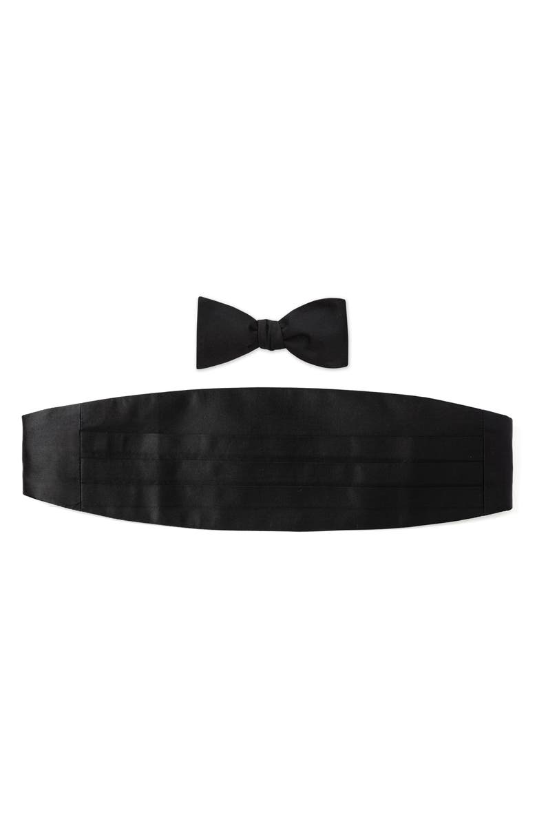 Cufflinks, Inc. Silk Cummerbund & Pre-Tied Bow Tie Set, Main, color, Black