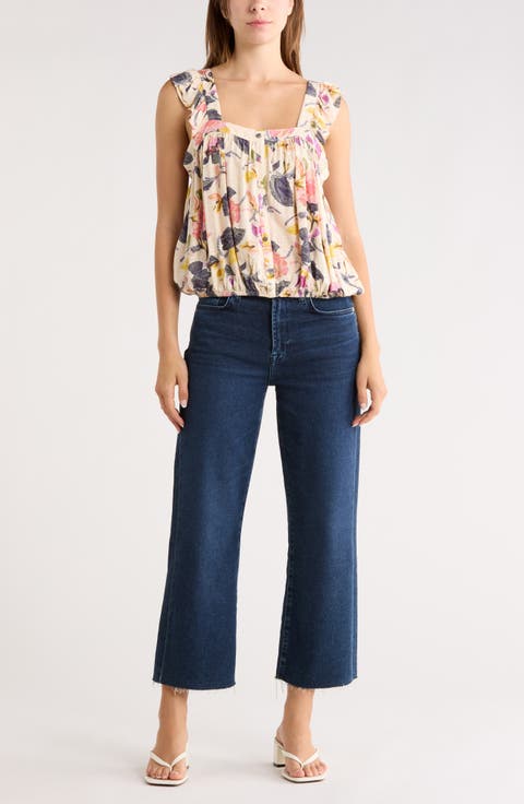 Floral Ruffle Strap Tank