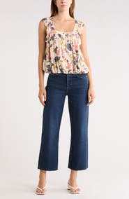 Melrose and Market Floral Ruffle Strap Tank