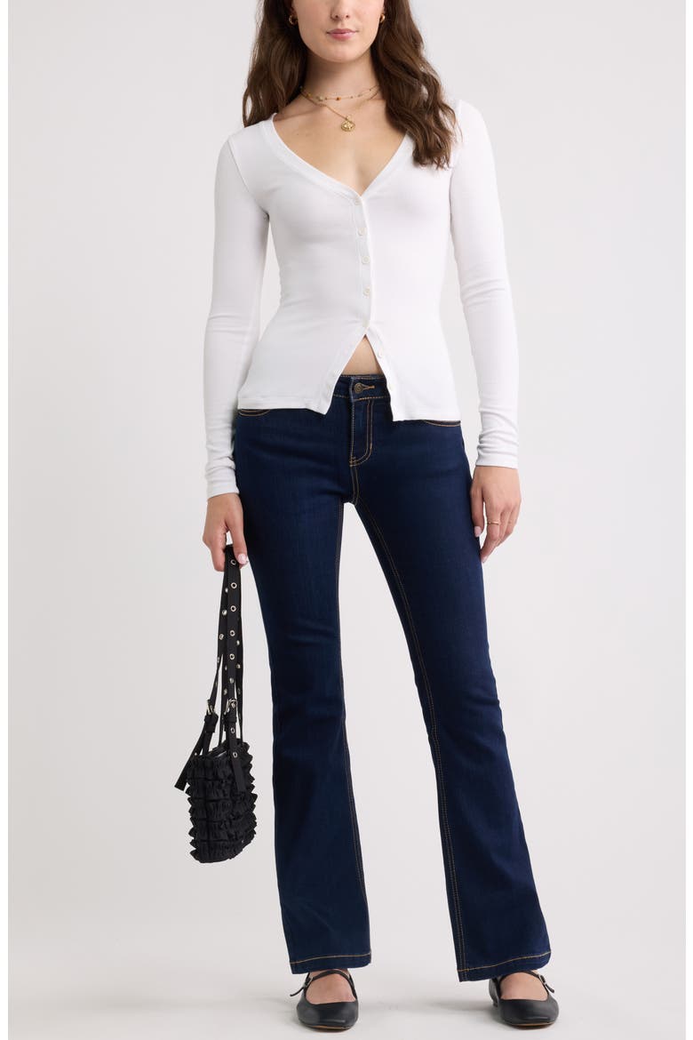 Rib Knit V-Neck Cardigan, Alternate, color, WHITE