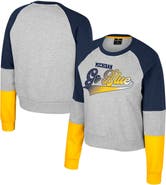 COLOSSEUM Girls Youth Colosseum Heather Gray Michigan Wolverines Katinka Rhinestone Pullover Sweatshirt