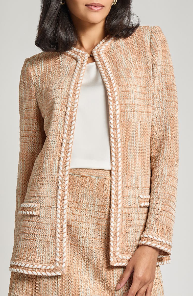 Misook Heritage Fit Mélange Whipstitch Trim Knit Jacket, Main, color,