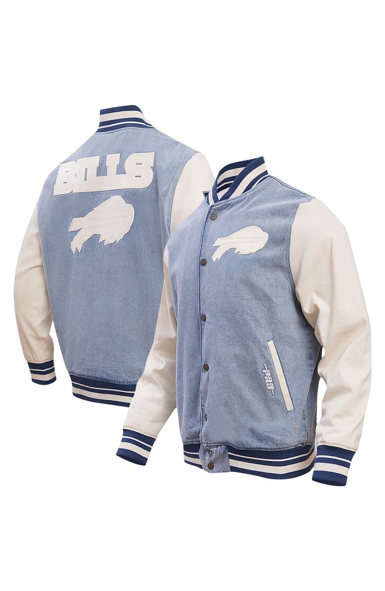 PRO STANDARD Men's Pro Standard  Denim Buffalo Bills Varsity Blues Full-Snap Varsity Jacket, Main, color, 