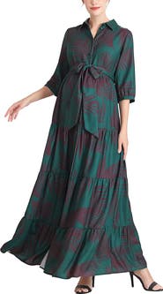 Kimi & Kai Abree Button Front Maternity Nursing Maxi Dress