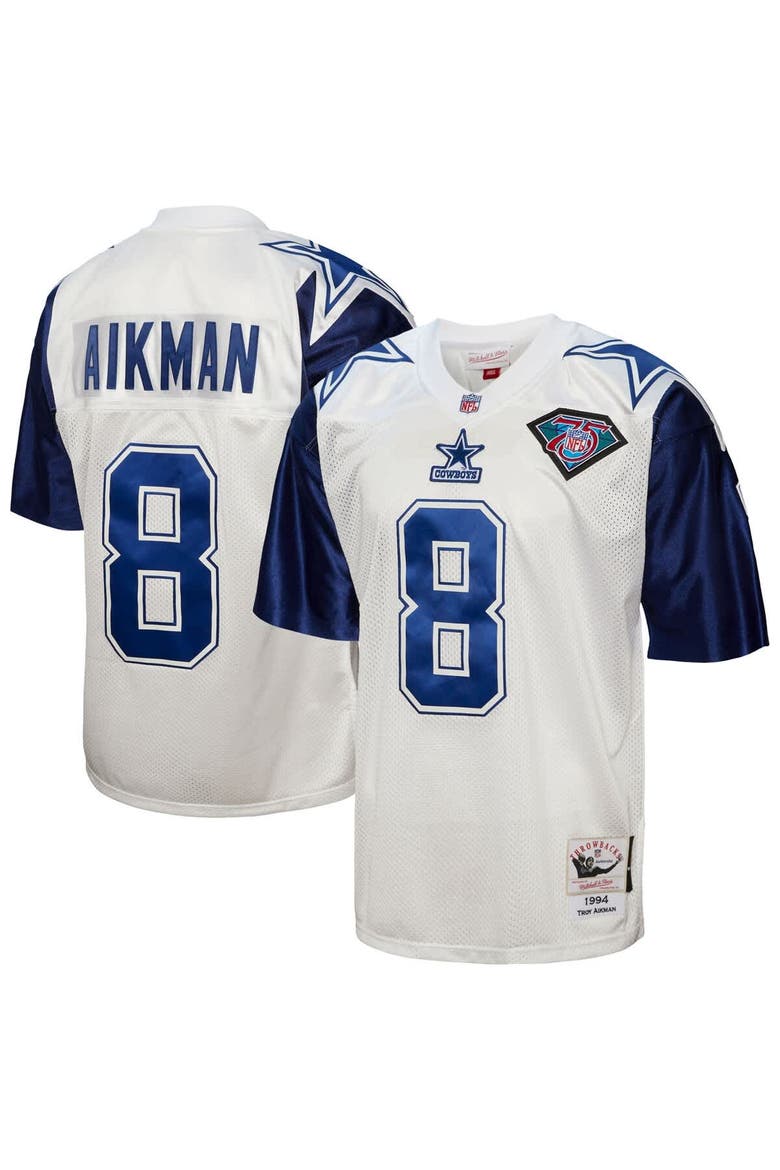 Men's Mitchell & Ness Troy Aikman White Dallas Cowboys 1994 Authentic Throwback Retired Player Jersey, Main, color, White