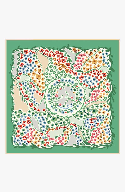 Double Sided Silk Scarf of Garden