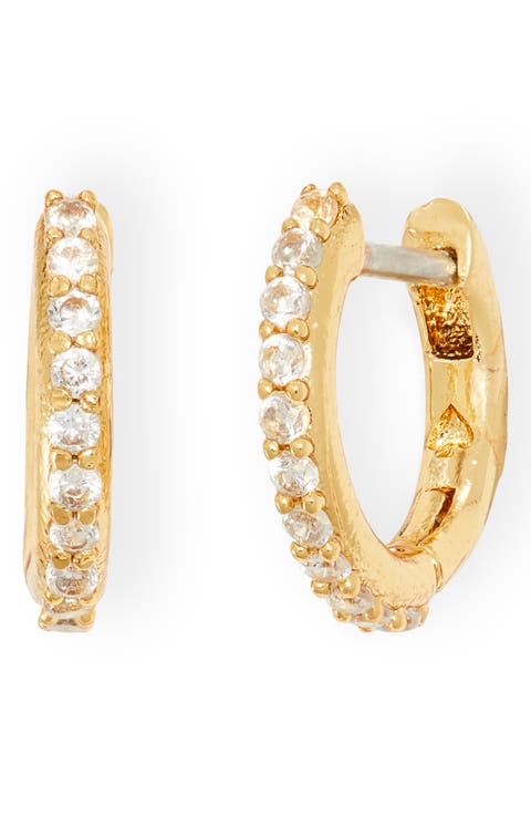 tiny twinkles pavé huggie hoop earrings